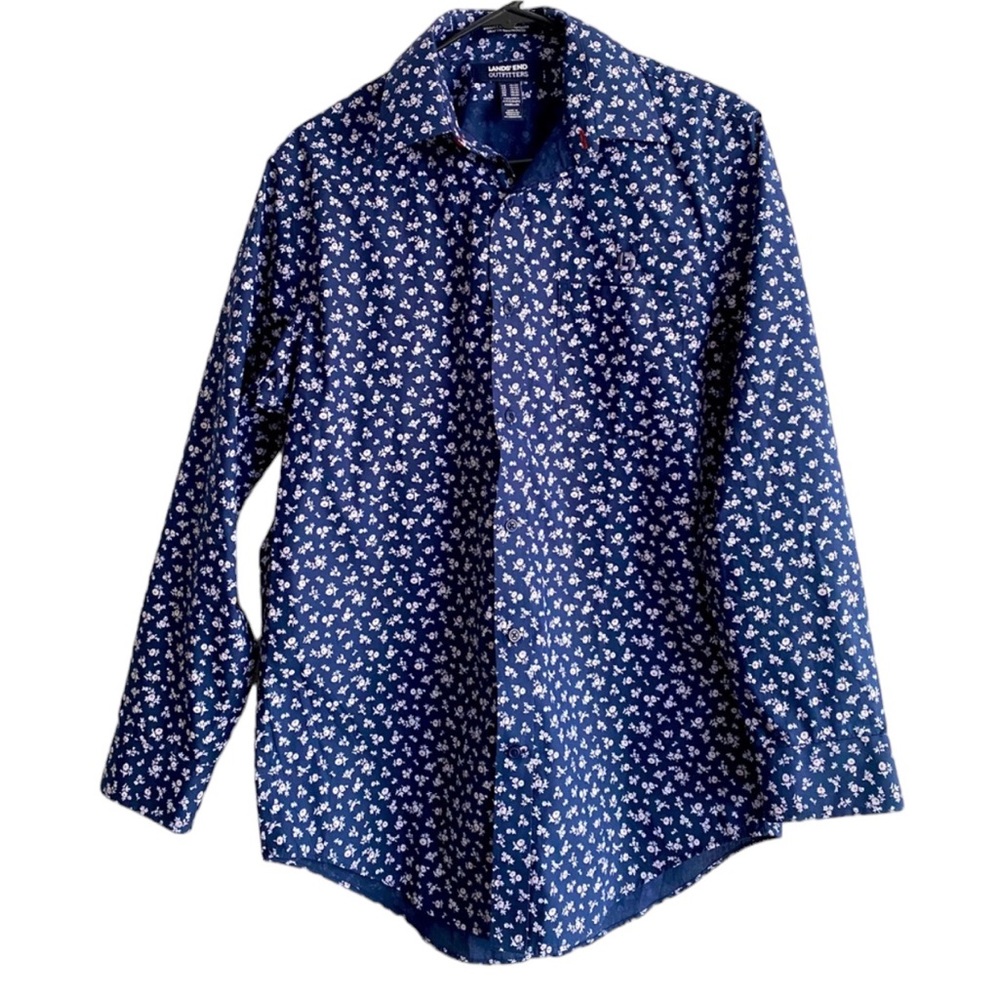 LANDS’END OUTFITTERS WRINKLE FREE BROADCLOTH TAILORED FIT MEN LONG SLEEVE SHIRT